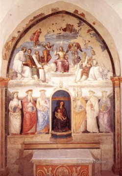 ピエトロ・ペルジーノ Painting - 三位一体と六人の聖人 1521年 ルネサンス ピエトロ・ペルジーノ
